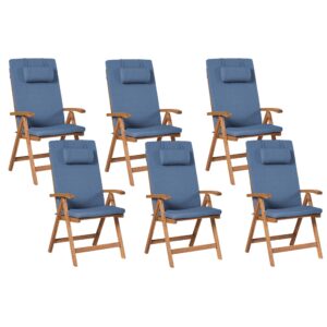 wohnli-moebel-suche-800001831260 Wohnli Möbelsuche - GARTENSTUHL 6er-Set und Sitzkissen Akazienholz Blau Java Premium