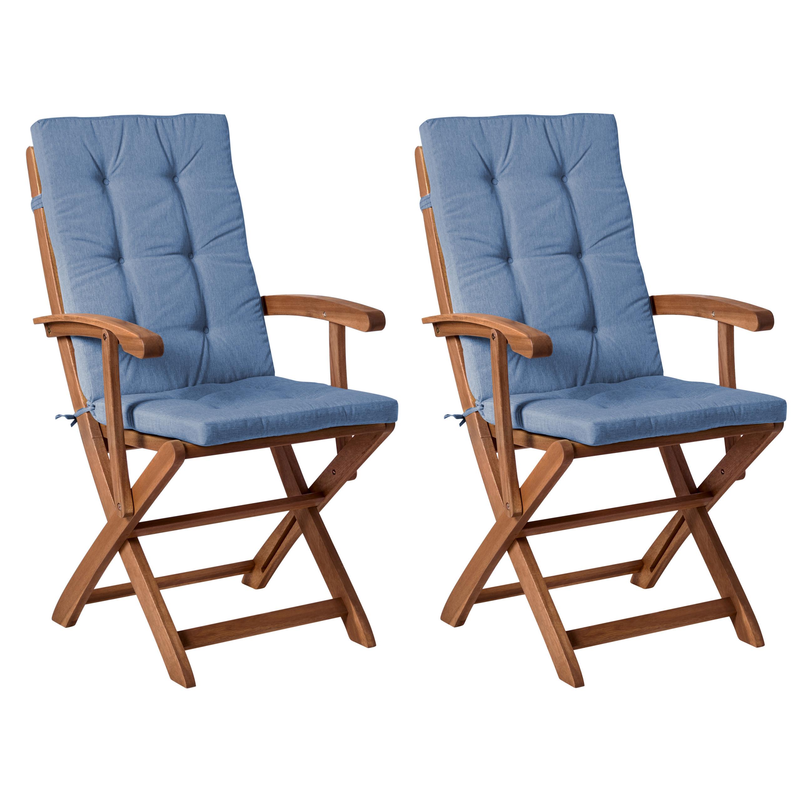 wohnli-moebel-suche-800001831274 Wohnli Möbelsuche - GARTENSTUHL 2er-Set und Sitzkissen Akazienholz Blau Maui Premium