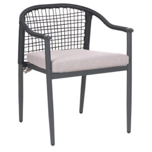 wohnli-moebel-suche-800001831279-1 STUHL 4er-Set und Sitzkissen Metall Schwarz Ozzero Metall Beliani Garten & Outdoor > Gartenmöbel > Gartenstühle Schwarz