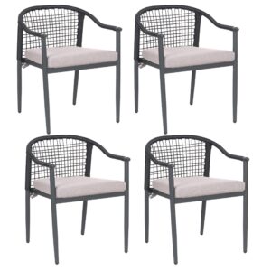 Wohnli Möbelsuche - STUHL 4er-Set und Sitzkissen Metall Schwarz Ozzero