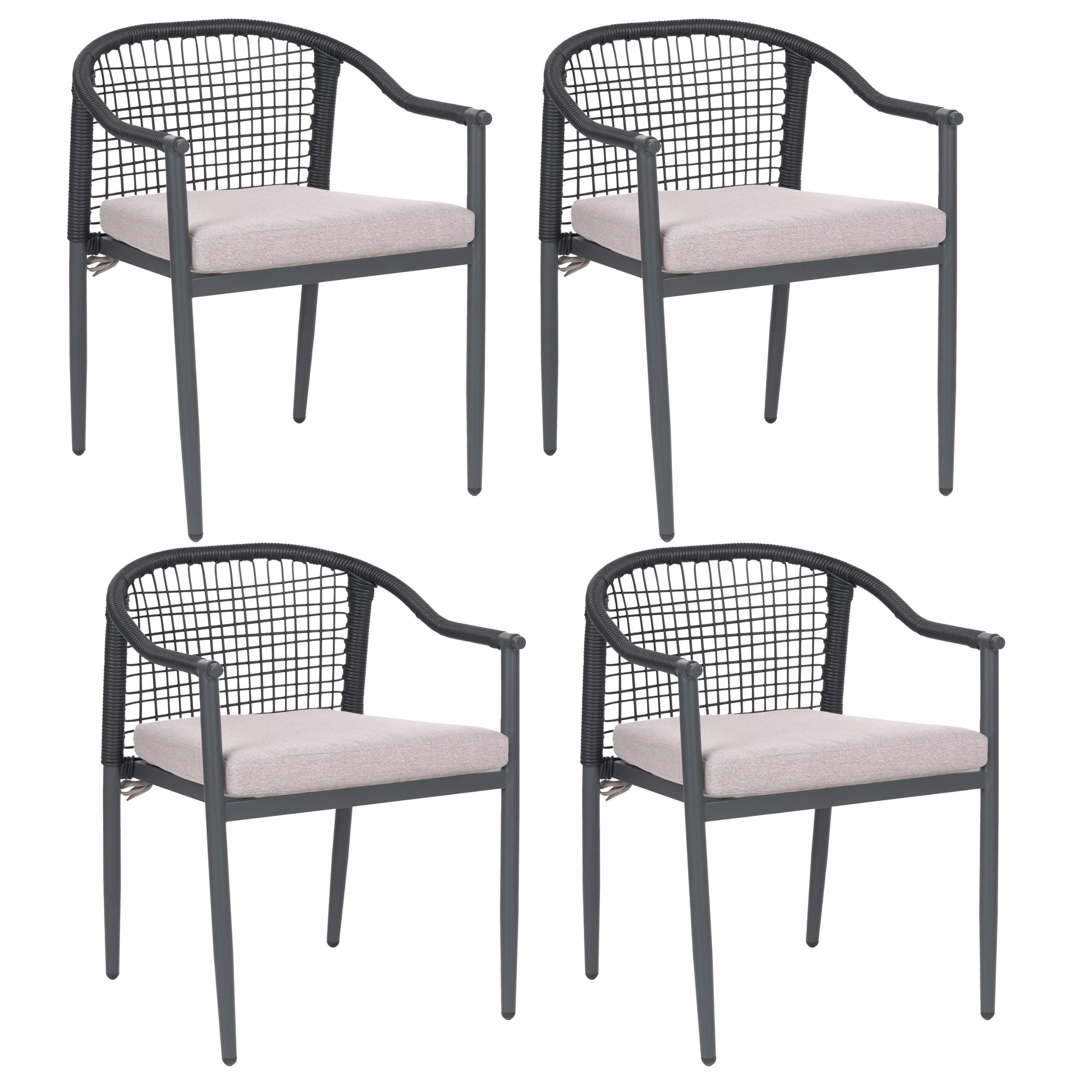 Wohnli Möbelsuche - STUHL 4er-Set und Sitzkissen Metall Schwarz Ozzero