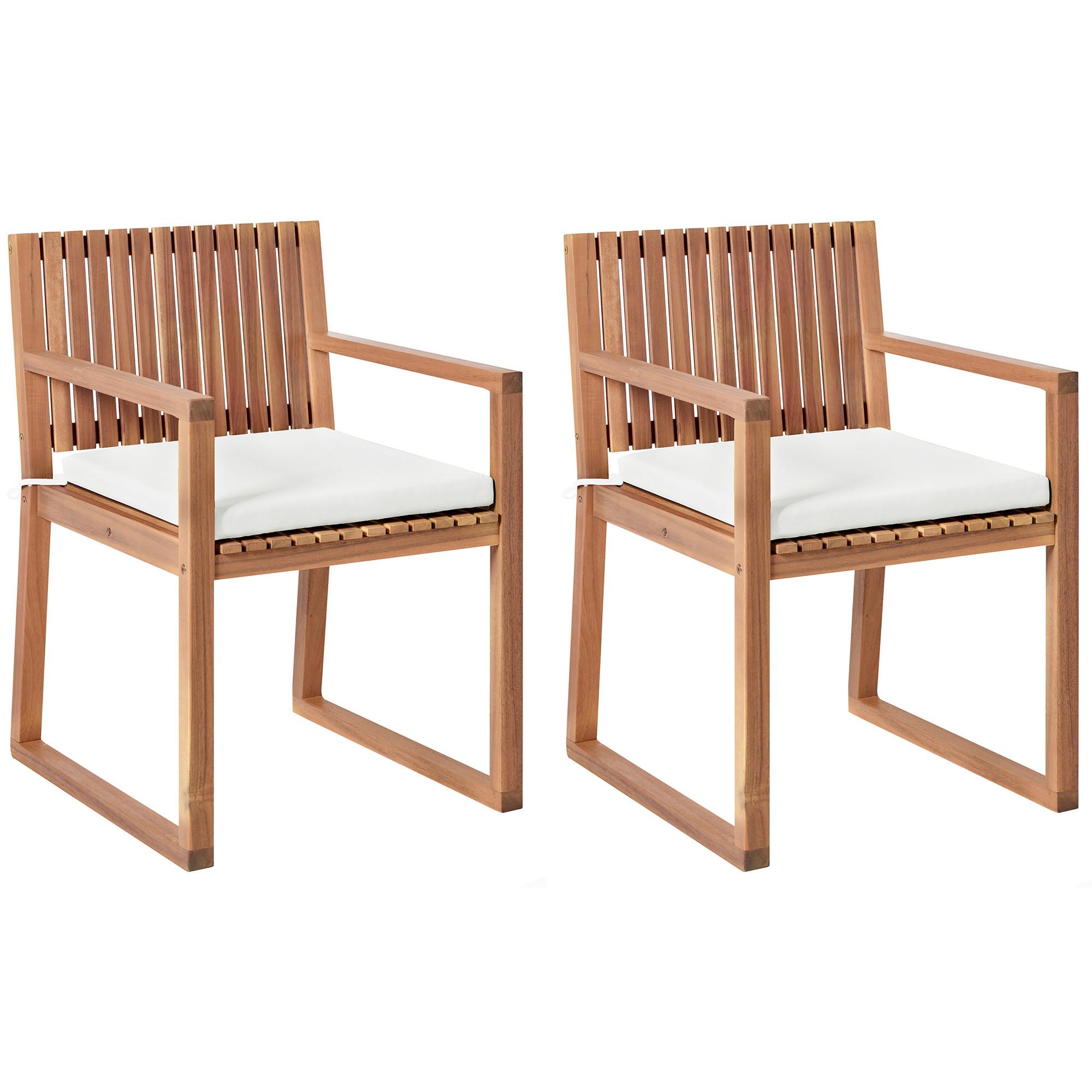 wohnli-moebel-suche-800001831280 Wohnli Möbelsuche - GARTENSTUHL 2er-Set und Sitzkissen zertifiziertes Akazienholz Cremeweiß Sassari II Premium