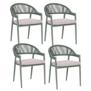 Wohnli Möbelsuche - STUHL 4er-Set und Sitzkissen Metall Grün Ormea