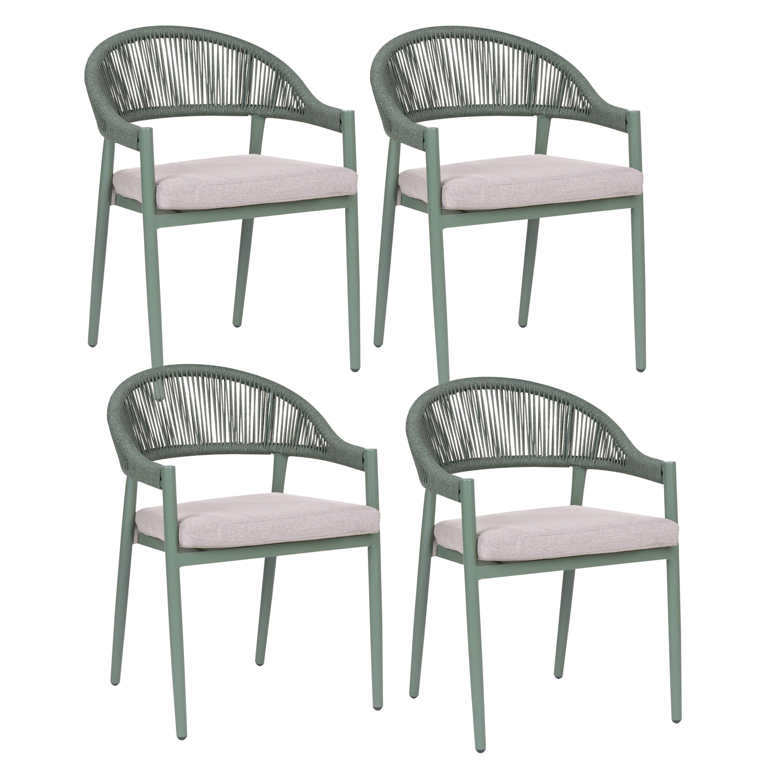 Wohnli Möbelsuche - STUHL 4er-Set und Sitzkissen Metall Grün Ormea