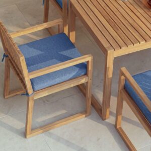 wohnli-moebel-suche-800001831288-1 STUHL 8er-Set und Sitzkissen zertifiziertes Akazienholz Blau Sassari Premium Holz Beliani Garten & Outdoor > Gartenmöbel > Gartenstühle Braun