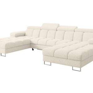 wohnli-moebel-suche-800001833579 Wohnli Möbelsuche - WOHNLANDSCHAFT mit Schlaffunktion und Bettkasten COMA U2 345x203x79 Creme Velours
