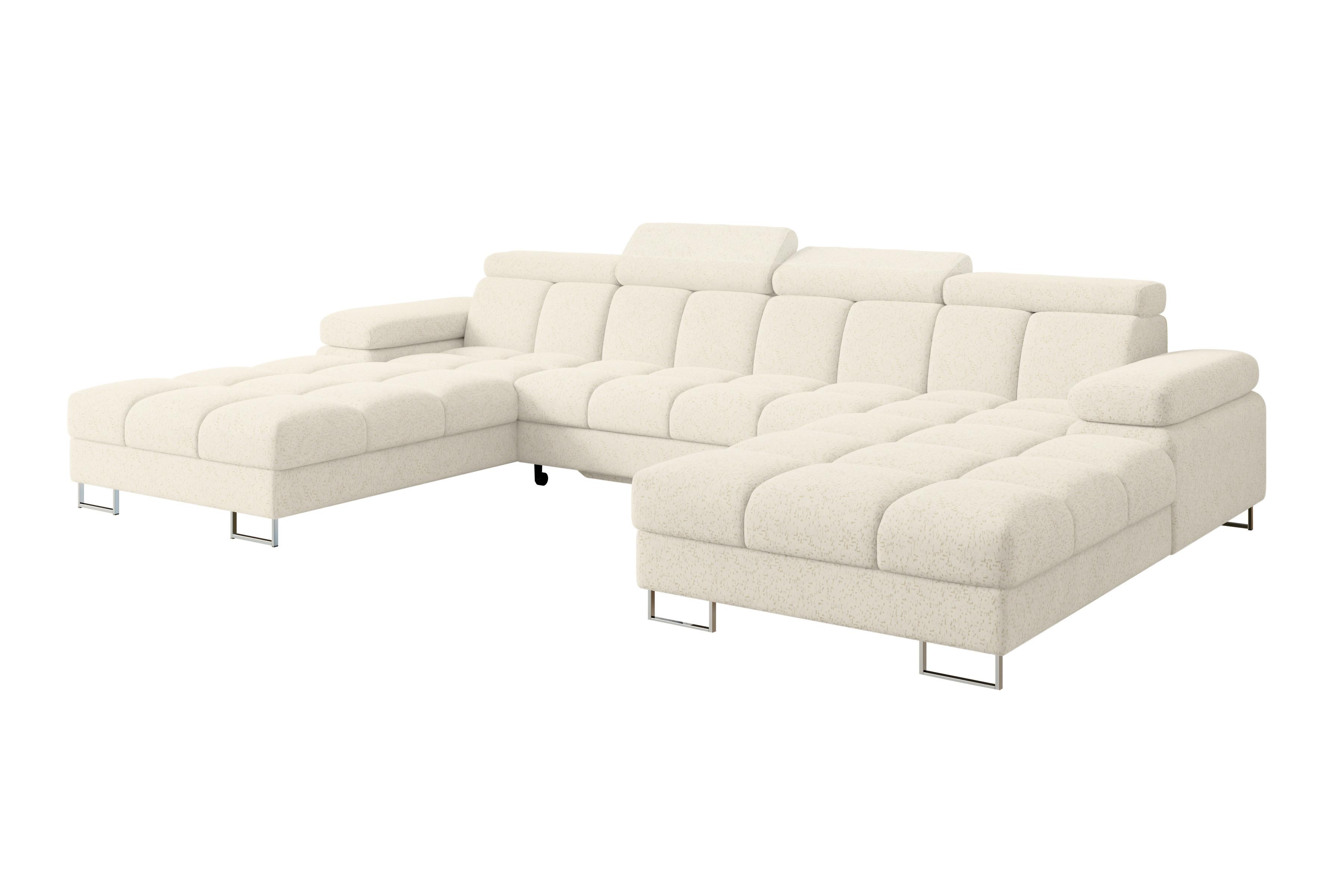 Wohnli Möbelsuche - WOHNLANDSCHAFT mit Schlaffunktion und Bettkasten COMA U2 345x203x79 Creme Velours