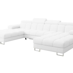 wohnli-moebel-suche-800001833580 Wohnli Möbelsuche - WOHNLANDSCHAFT mit Schlaffunktion und Bettkasten COMA U2 345x203x79 Weiß Bouclé