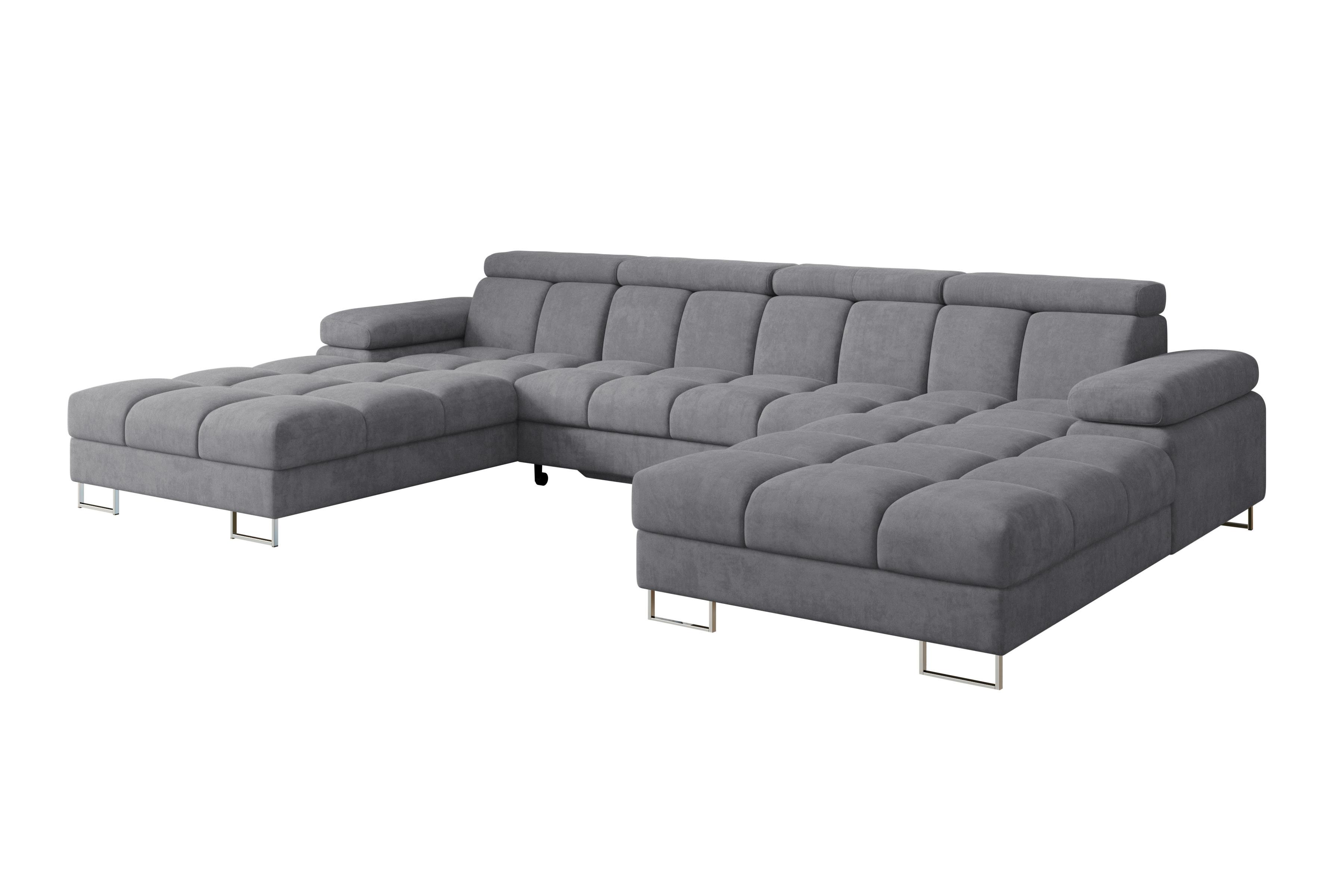wohnli-moebel-suche-800001833581 Wohnli Möbelsuche - WOHNLANDSCHAFT mit Schlaffunktion und Bettkasten COMA U2 345x203x79 Grau Velours
