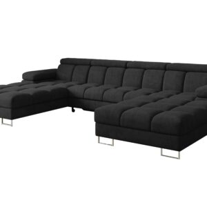wohnli-moebel-suche-800001833586 Wohnli Möbelsuche - WOHNLANDSCHAFT mit Schlaffunktion und Bettkasten COMA U2 345x203x79 Schwarz Velours