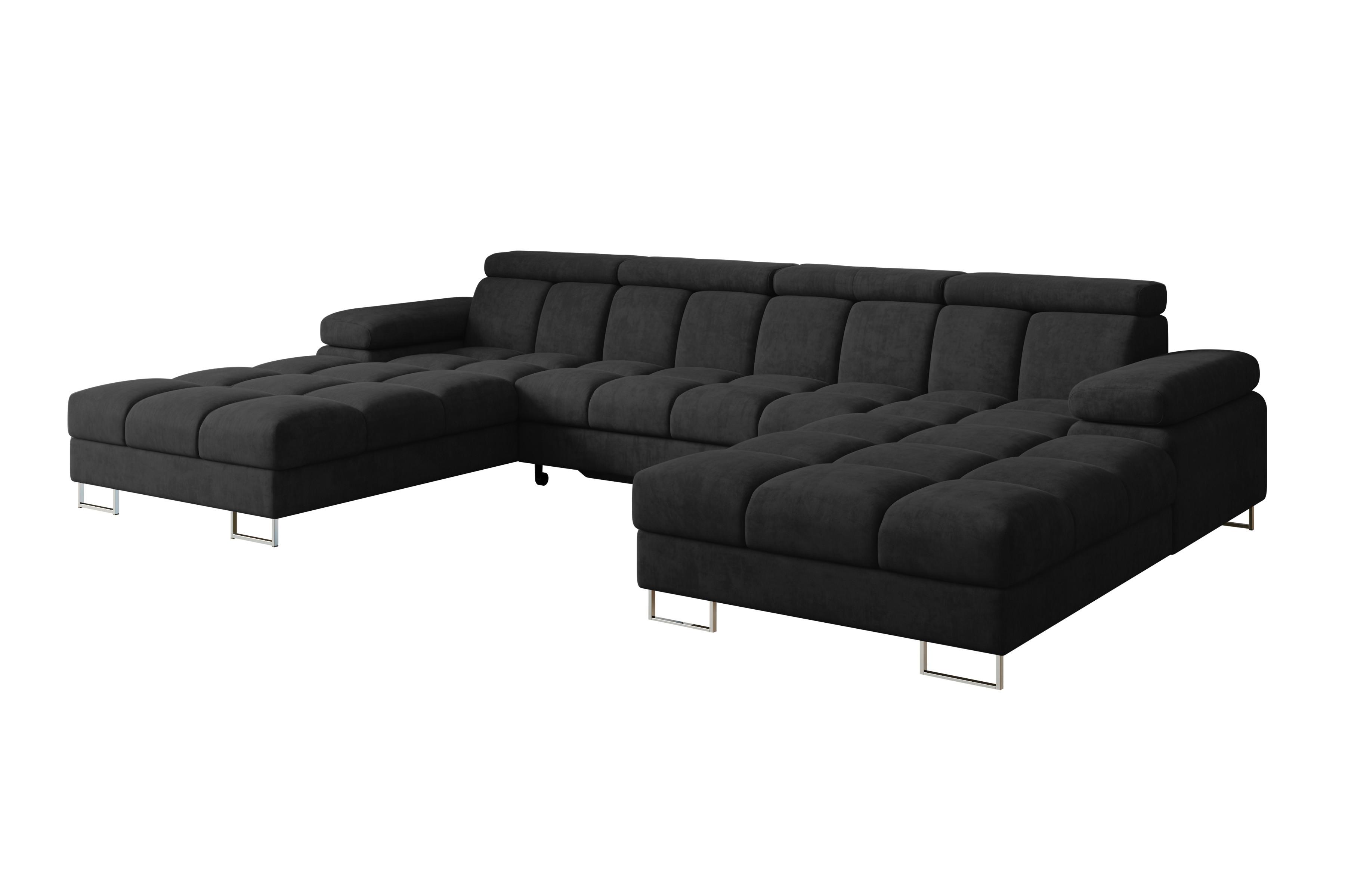 wohnli-moebel-suche-800001833586 Wohnli Möbelsuche - WOHNLANDSCHAFT mit Schlaffunktion und Bettkasten COMA U2 345x203x79 Schwarz Velours
