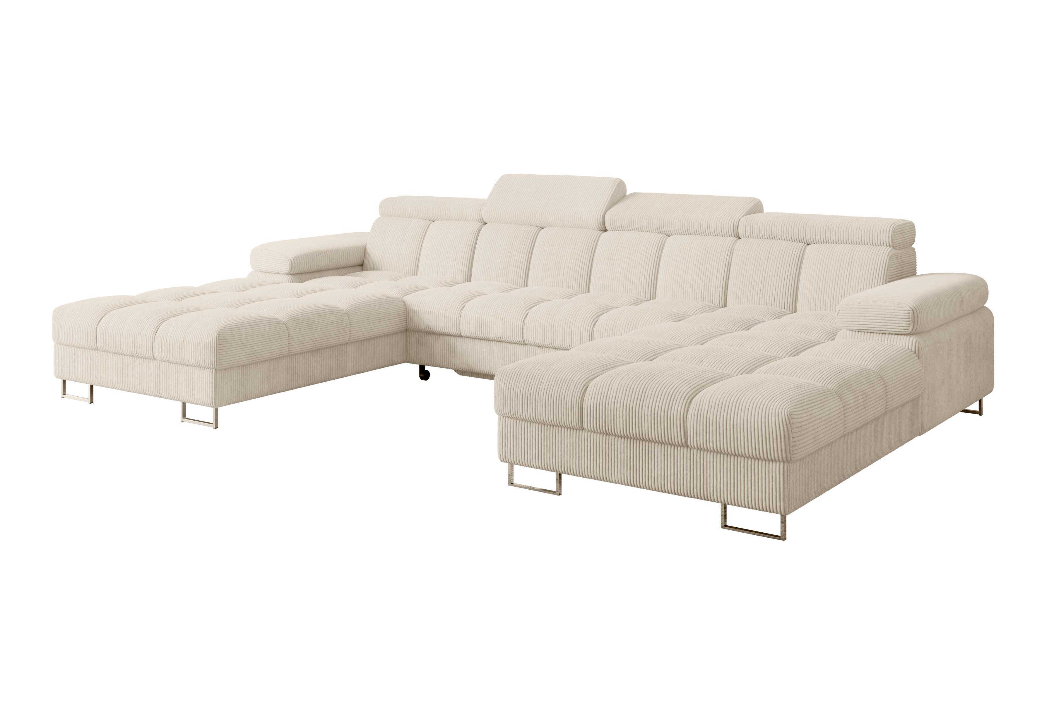 Wohnli Möbelsuche - WOHNLANDSCHAFT mit Schlaffunktion und Bettkasten COMA U2 345x203x79 Beige Cord