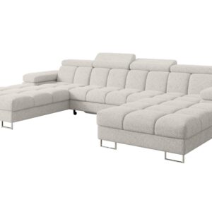 Wohnli Möbelsuche - WOHNLANDSCHAFT mit Schlaffunktion und Bettkasten COMA U2 345x203x79 Hellgrau Velours