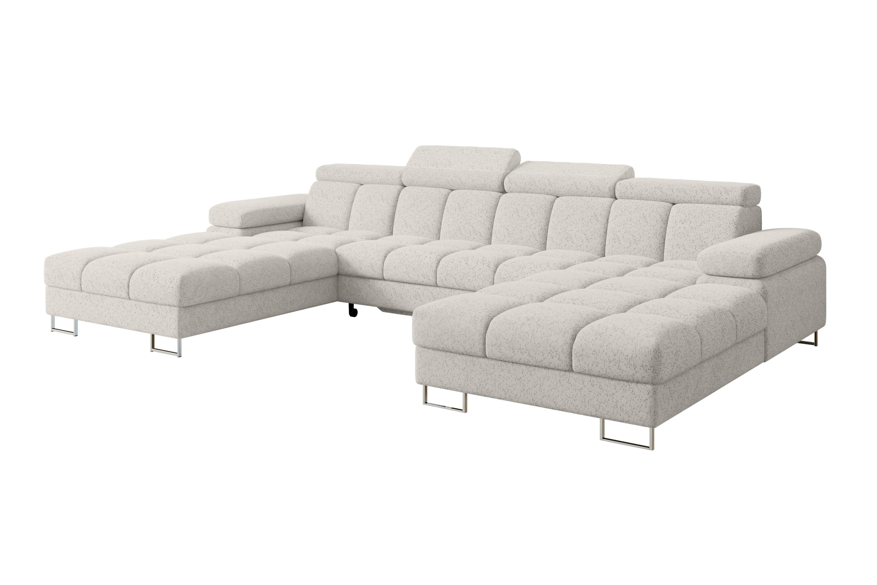 wohnli-moebel-suche-800001833588 Wohnli Möbelsuche - WOHNLANDSCHAFT mit Schlaffunktion und Bettkasten COMA U2 345x203x79 Hellgrau Velours