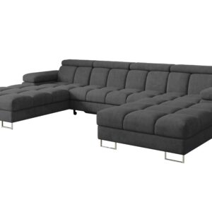 wohnli-moebel-suche-800001833591 Wohnli Möbelsuche - WOHNLANDSCHAFT mit Schlaffunktion und Bettkasten COMA U2 345x203x79 Dunkelgrau Velours