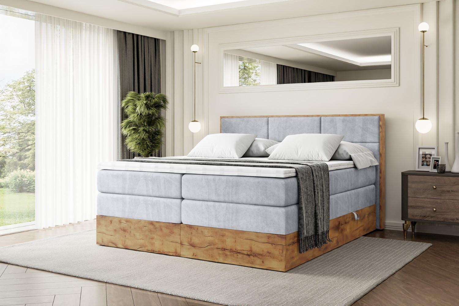 BOXSPRINGBETT mit Matratze H3|H4 und Lattenrost - LOLLI1 KING-120x200 - Grau Monolith Holzwerkstoff ALTDECOR Möbel > Betten > Boxspringbetten Grau