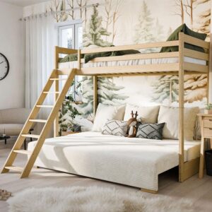 wohnli-moebel-suche-800001834422-1 BETT 90/200 Orlane Holz und Weiß Holz Petits-meubles Möbel > Betten > Hoch- und Etagenbetten > Hochbetten Weiß