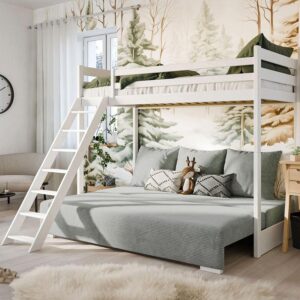 wohnli-moebel-suche-800001834425-1 BETT 90/200 Orlane Weiß und grau Holz Petits-meubles Möbel > Betten > Hoch- und Etagenbetten > Hochbetten Weiß