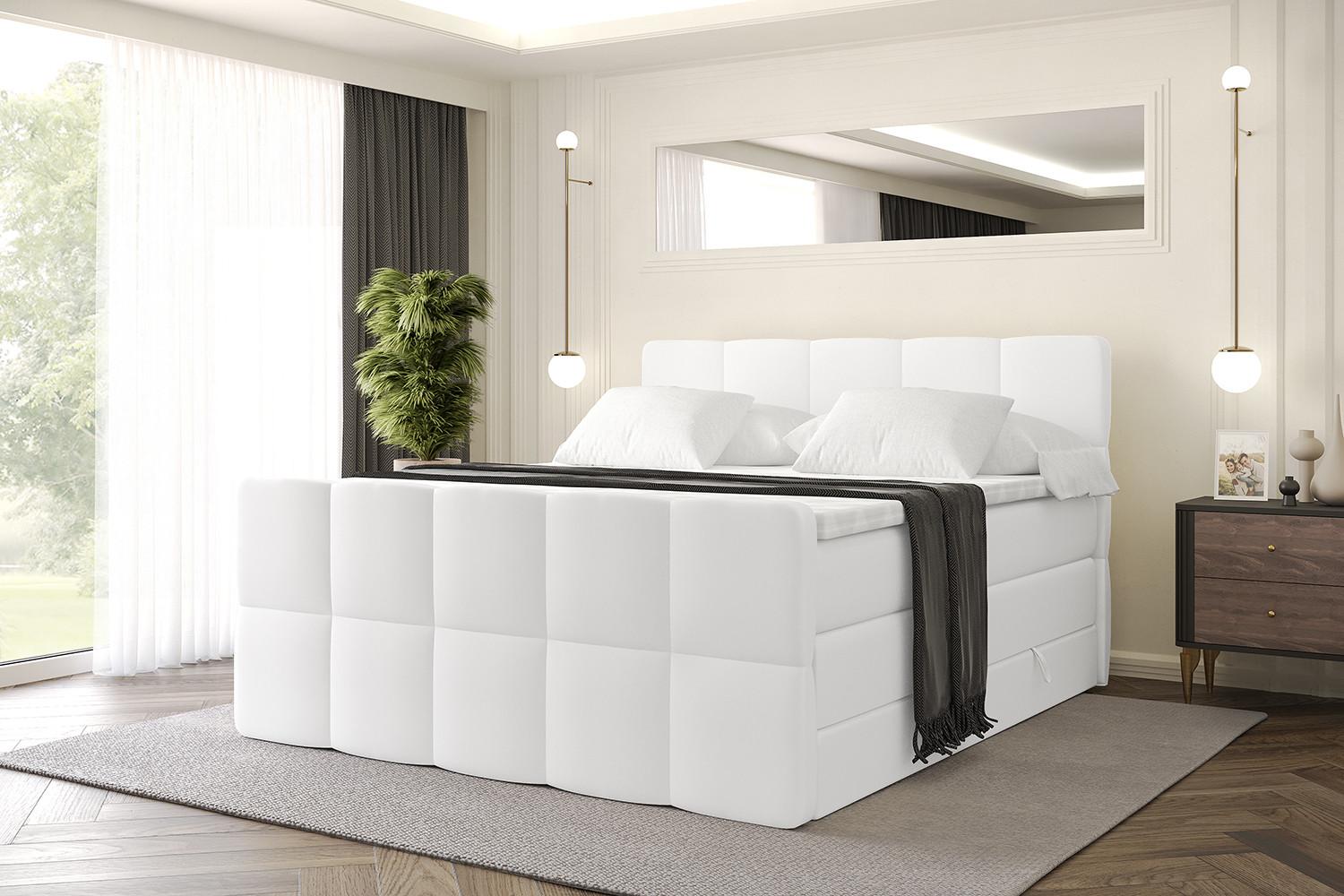 BOXSPRINGBETT mit Matratze und Lattenrost - LIRO-Z KING-120x200 - Weiß Kunstleder Holzwerkstoff ALTDECOR Möbel > Betten > Boxspringbetten Weiß