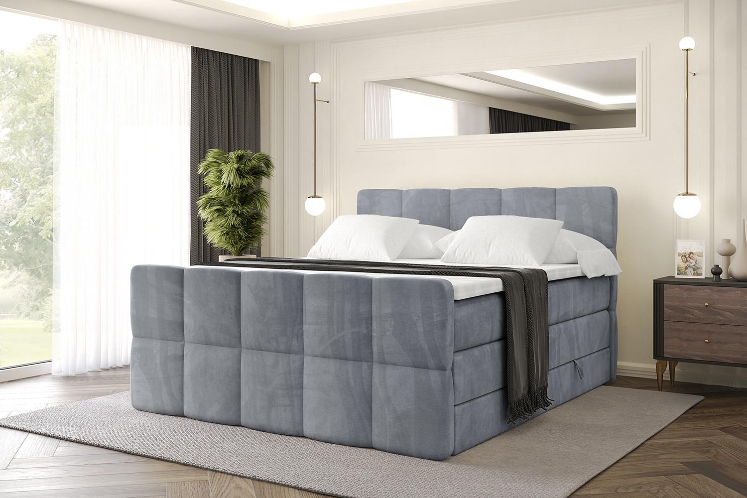 BOXSPRINGBETT mit Matratze und Lattenrost - LIRO-Z KING-120x200 - Grau Casablanca Holzwerkstoff ALTDECOR Möbel > Betten > Boxspringbetten Grau