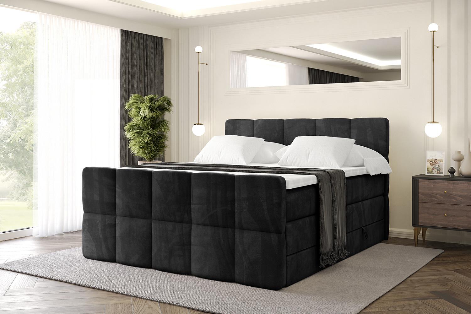 BOXSPRINGBETT mit Matratze und Lattenrost - LIRO-Z KING-120x200 - Schwarz Casablanca Holzwerkstoff ALTDECOR Möbel > Betten > Boxspringbetten Schwarz