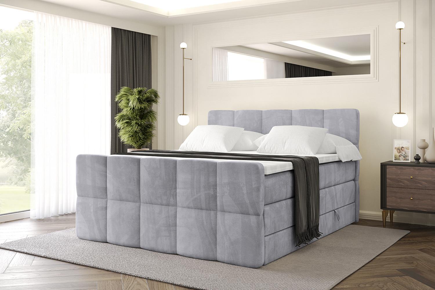 BOXSPRINGBETT mit Matratze und Lattenrost - LIRO-Z KING-120x200 - Grau Monolith Holzwerkstoff ALTDECOR Möbel > Betten > Boxspringbetten Grau