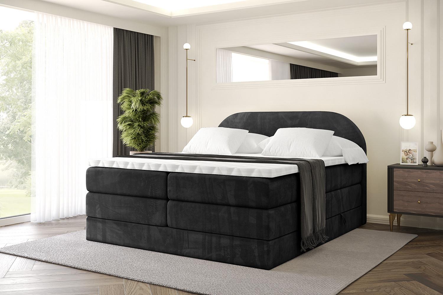 BOXSPRINGBETT mit Matratze und Lattenrost - NOX KING-140x200 - Schwarz Casablanca Holzwerkstoff ALTDECOR Möbel > Betten > Boxspringbetten Schwarz
