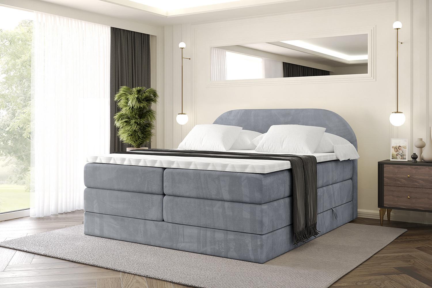 BOXSPRINGBETT mit Matratze und Lattenrost - NOX KING-160x200 - Grau Casablanca Holzwerkstoff ALTDECOR Möbel > Betten > Boxspringbetten Grau