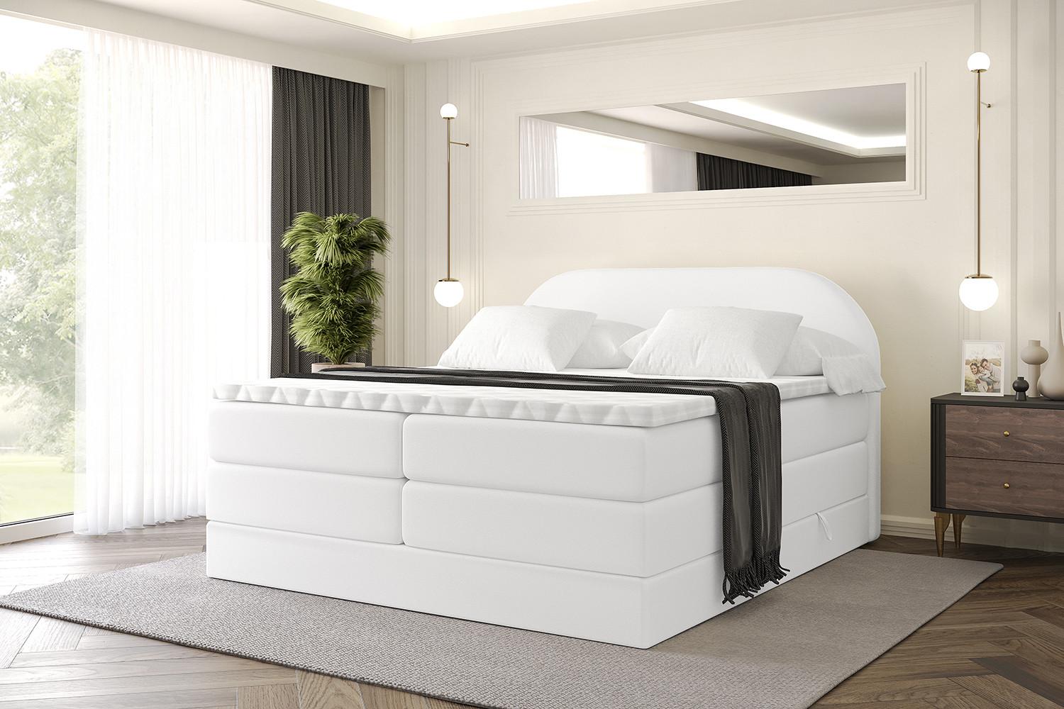 BOXSPRINGBETT mit Matratze und Lattenrost - NOX KING-180x200 - Weiß Holzwerkstoff ALTDECOR Möbel > Betten > Boxspringbetten Weiß