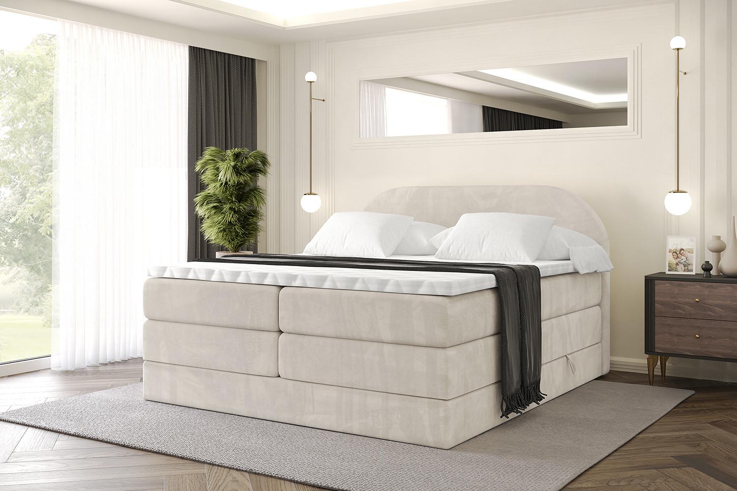 BOXSPRINGBETT mit Matratze und Lattenrost - NOX KING-140x200 - Beige Casablanca Holzwerkstoff ALTDECOR Möbel > Betten > Boxspringbetten Beige