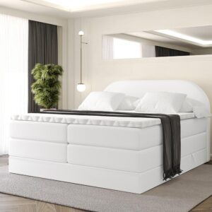 wohnli-moebel-suche-800001834608-1 BOXSPRINGBETT mit Matratze und Lattenrost - NOX KING-200x200 - Weiß Holzwerkstoff ALTDECOR Möbel > Betten > Boxspringbetten Weiß