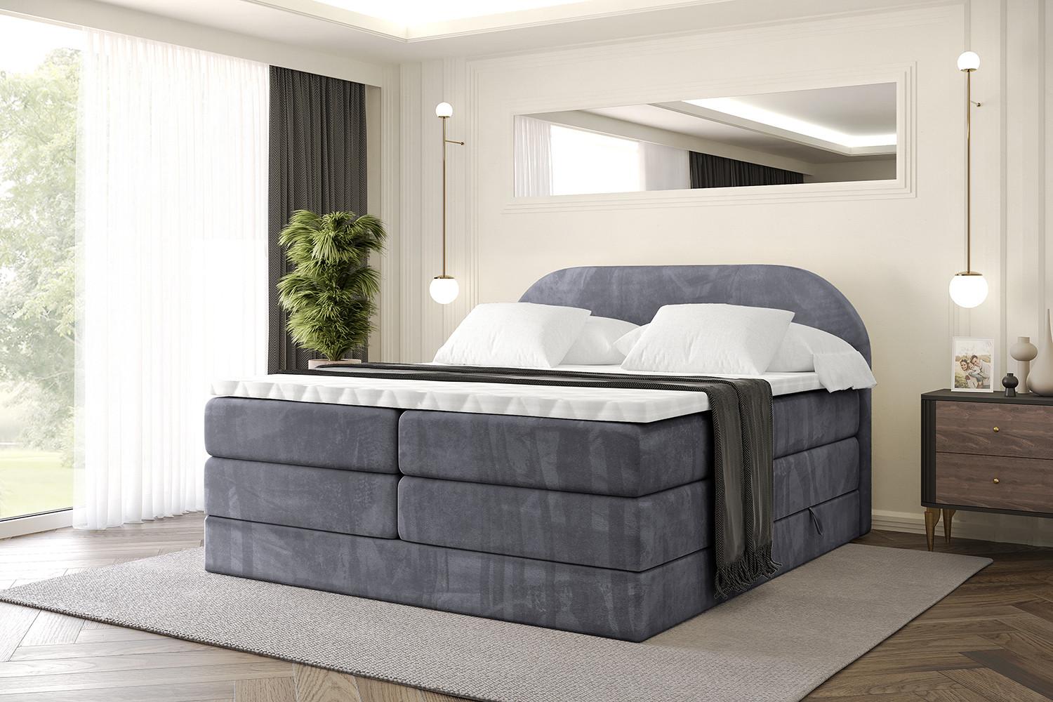 BOXSPRINGBETT mit Matratze und Lattenrost - NOX KING-140x200 - Dunkelgrau Casablanca Holzwerkstoff ALTDECOR Möbel > Betten > Boxspringbetten Grau
