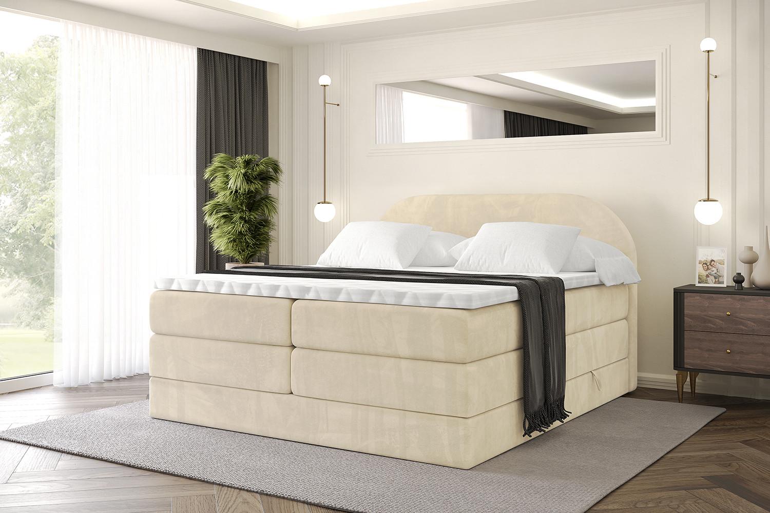 BOXSPRINGBETT mit Matratze und Lattenrost - NOX KING-160x200 - Beige Monolith Holzwerkstoff ALTDECOR Möbel > Betten > Boxspringbetten Beige