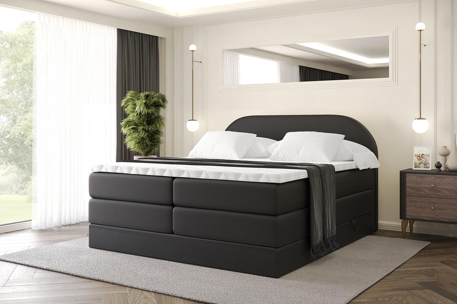 BOXSPRINGBETT mit Matratze und Lattenrost - NOX KING-160x200 - Schwarz Holzwerkstoff ALTDECOR Möbel > Betten > Boxspringbetten Schwarz