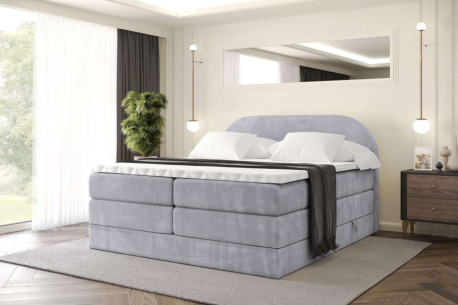 BOXSPRINGBETT mit Matratze und Lattenrost - NOX KING-120x200 - Grau Monolith Holzwerkstoff ALTDECOR Möbel > Betten > Boxspringbetten Grau