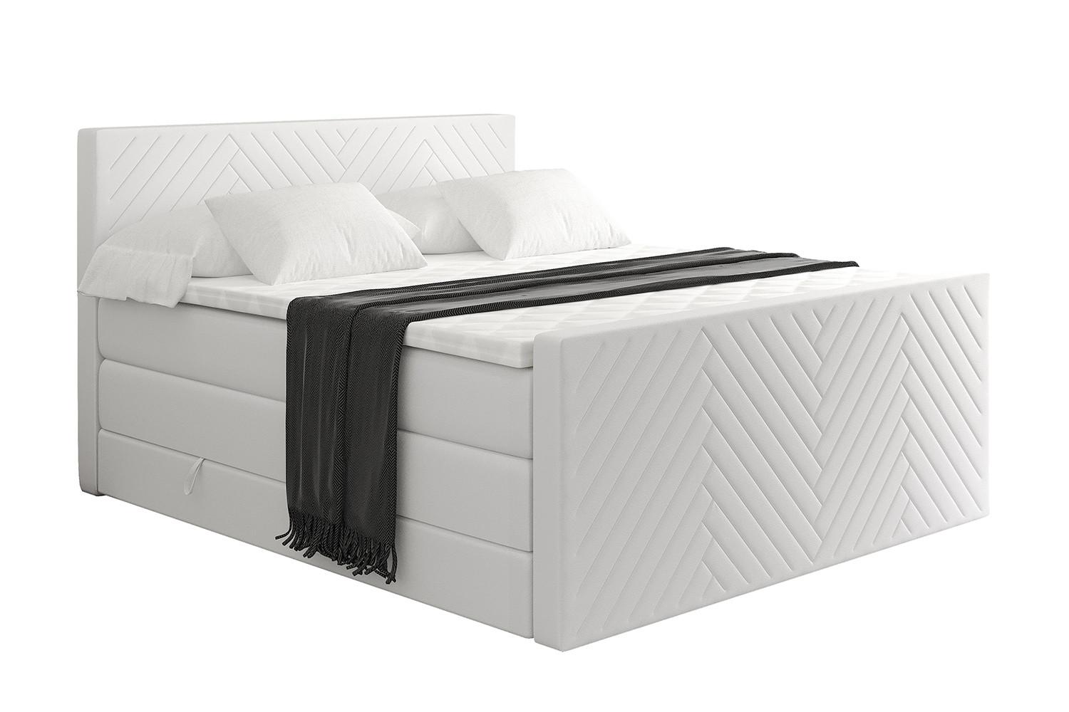 wohnli-moebel-suche-800001834637 Wohnli Möbelsuche - BOXSPRINGBETT mit Matratze und Lattenrost - VEXA-Z KING-140x200 - Weiß Kunstleder