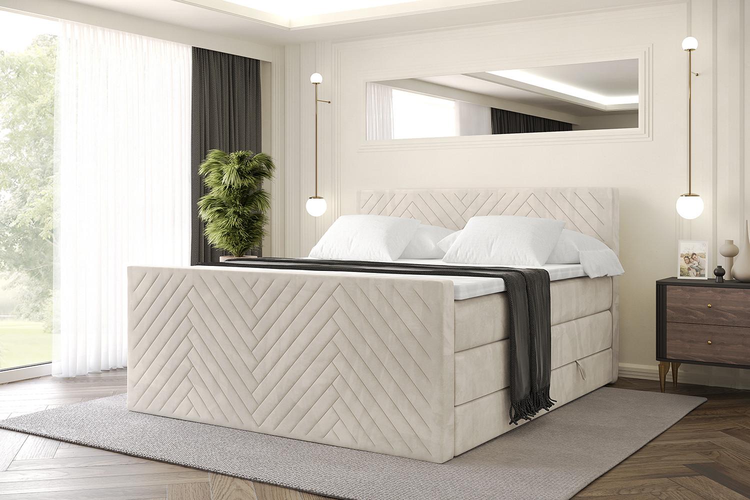 BOXSPRINGBETT mit Matratze und Lattenrost - VEXA-Z KING-120x200 - Beige Casablanca Holzwerkstoff ALTDECOR Möbel > Betten > Boxspringbetten Beige