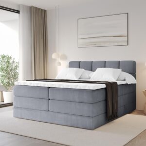 wohnli-moebel-suche-800001834709-1 BOXBETT mit Matratze H3/H4 - FAMA KING - 160x200 cm Grau Casablanca Holzwerkstoff ALTDECOR Möbel > Betten > Boxspringbetten Grau