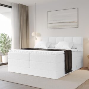 wohnli-moebel-suche-800001834735-1 BOXBETT mit Matratze H3/H4 - FAMA KING - 140x200 cm Weiß Quelle Holzwerkstoff ALTDECOR Möbel > Betten > Boxspringbetten Weiß
