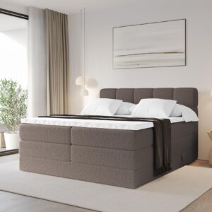 wohnli-moebel-suche-800001834737-1 BOXBETT mit Matratze H3/H4 - FAMA KING - 120x200 cm Braun Quelle Holzwerkstoff ALTDECOR Möbel > Betten > Boxspringbetten Braun
