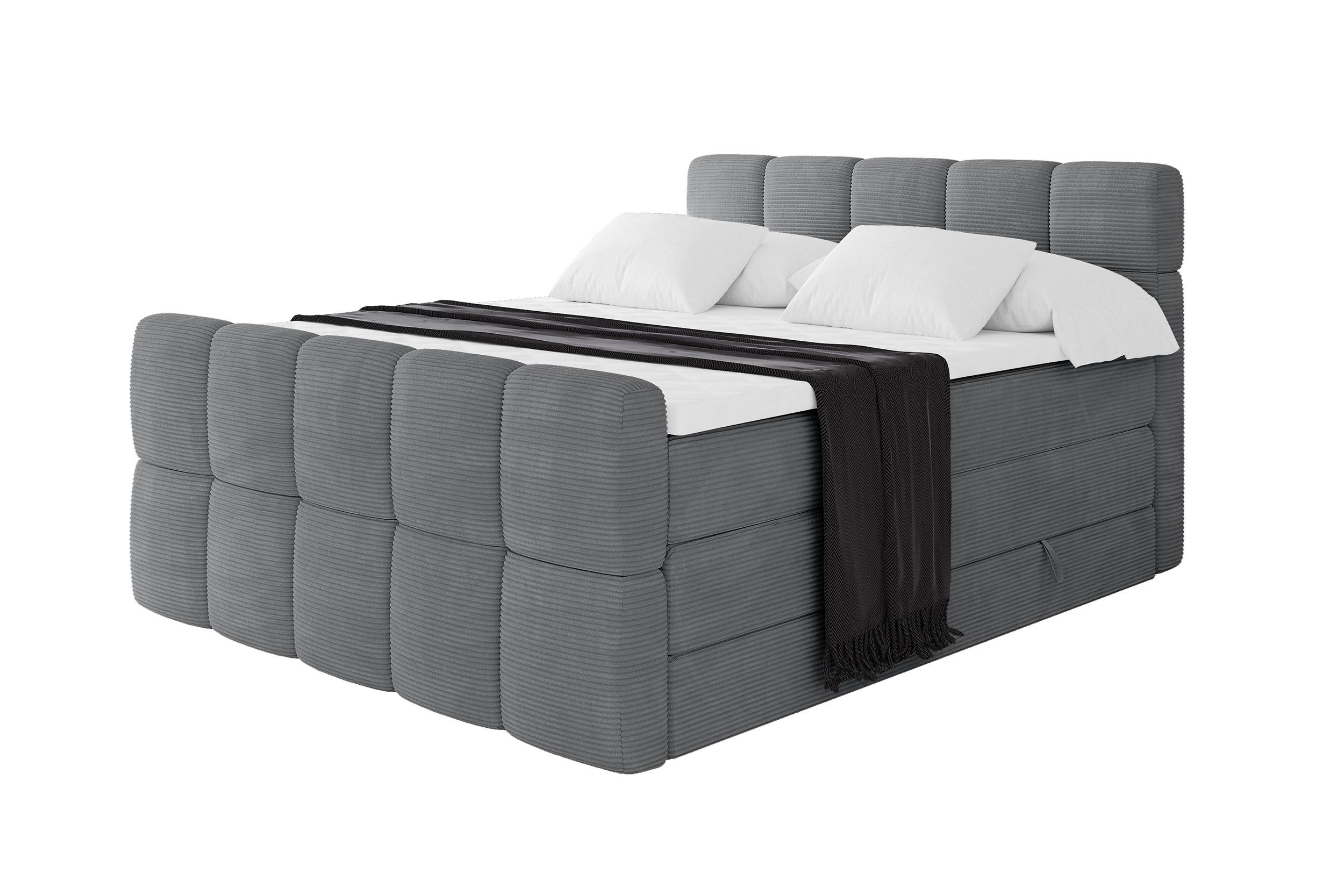 wohnli-moebel-suche-800001834938 Wohnli Möbelsuche - BOXBETT mit Matratze H3/H4 - FAMA-Z KING - 160x200 cm Dunkelgrau Poso