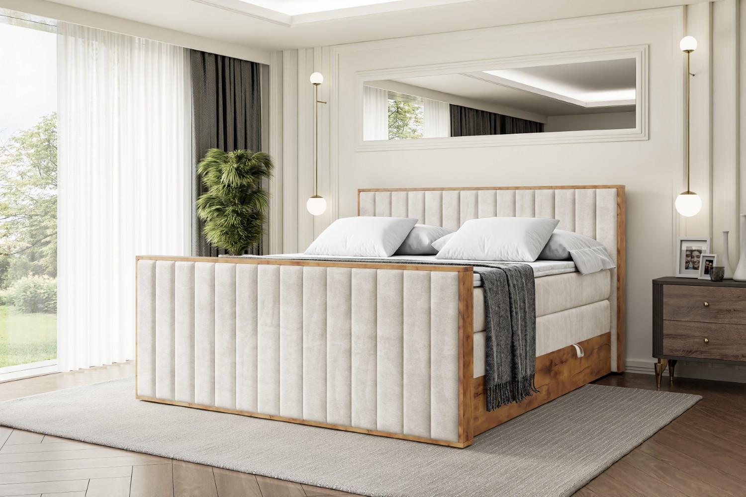 BOXSPRINGBETT mit Matratze H3|H4 und Lattenrost - LOLLI4-Z KING-200x200 - Beige Casablanca Holzwerkstoff ALTDECOR Möbel > Betten > Boxspringbetten Beige