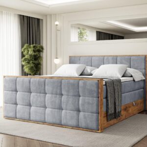 BOXSPRINGBETT mit Matratze H3|H4 und Lattenrost - LOLLI7-Z KING-160x200 - Grau Casablanca Holzwerkstoff ALTDECOR Möbel > Betten > Boxspringbetten Grau