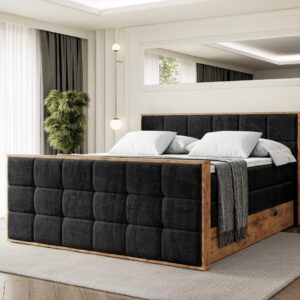 wohnli-moebel-suche-800001835051-1 BOXSPRINGBETT mit Matratze H3|H4 und Lattenrost - LOLLI7-Z KING-160x200 - Schwarz Casablanca Holzwerkstoff ALTDECOR Möbel > Betten > Boxspringbetten Schwarz