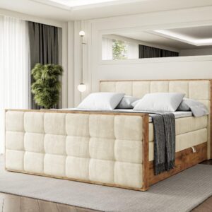wohnli-moebel-suche-800001835055-1 BOXSPRINGBETT mit Matratze H3|H4 und Lattenrost - LOLLI7-Z KING-160x200 - Beige Monolith Holzwerkstoff ALTDECOR Möbel > Betten > Boxspringbetten Beige