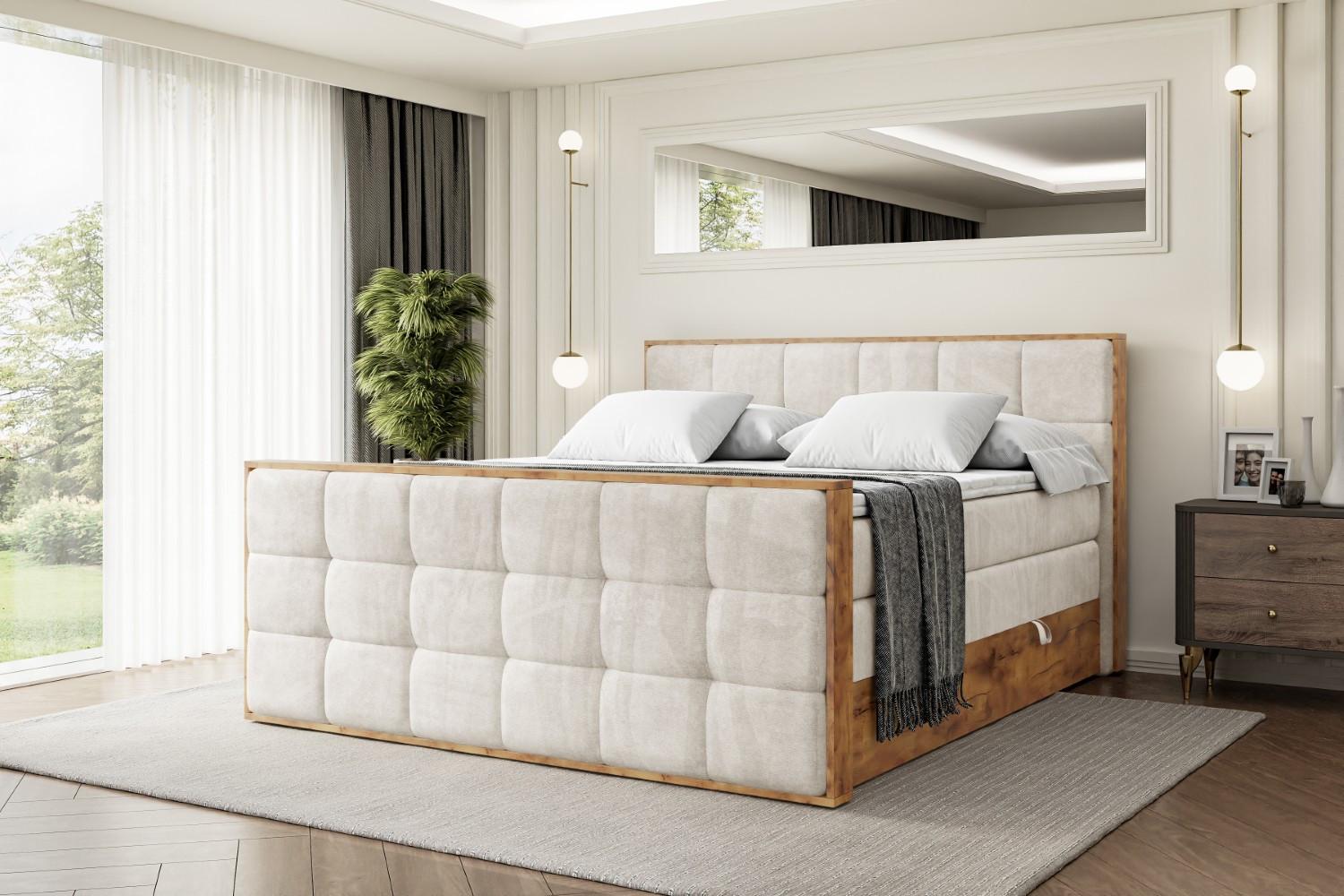 BOXSPRINGBETT mit Matratze H3|H4 und Lattenrost - LOLLI7-Z KING-160x200 - Beige Casablanca Holzwerkstoff ALTDECOR Möbel > Betten > Boxspringbetten Beige