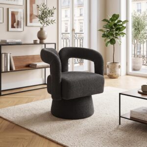 wohnli-moebel-suche-800001844081-1 DREHSESSEL 360° Boucle Akzentstuhl Polstersessel für Wohnzimmer & Büro Textil Urban Meuble Möbel > Sessel > Polstersessel Grau