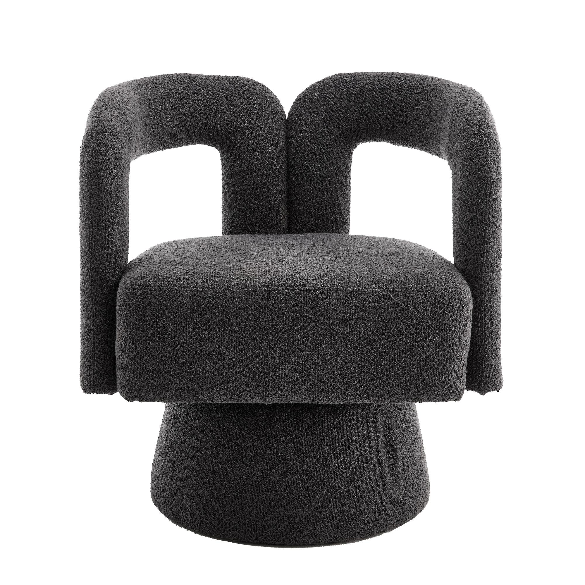 Wohnli Möbelsuche - DREHSESSEL 360° Boucle Akzentstuhl Polstersessel für Wohnzimmer & Büro