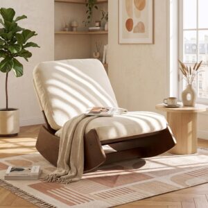 wohnli-moebel-suche-800001844105-1 SCHAUKELSTUHL Massivholz Cord-Stoff Ergonomisch Relaxsessel Textil Urban Meuble Möbel > Sessel > Relaxsessel Weiß
