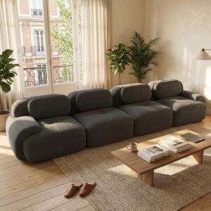 4-SITZER SOFA Modulares Boneless Cord Sofa Rahmenlos Textil Urban Meuble Möbel > Sofas & Couches > Sofas Grau